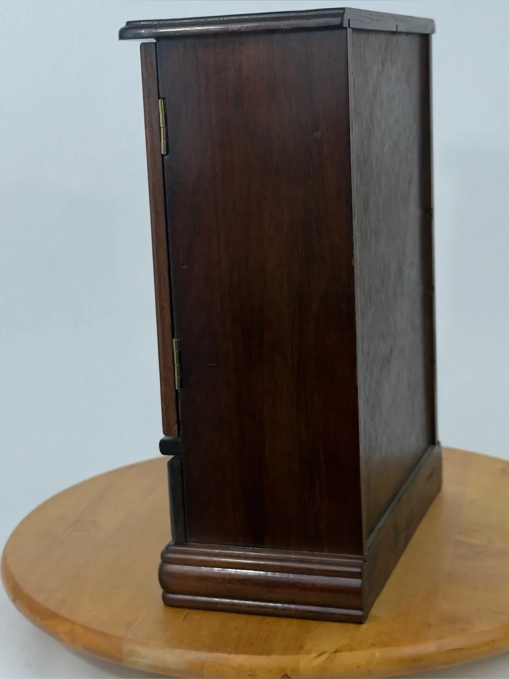 Wooden Heart-Drawer Jewelry Box with Mirrored Door - Dark Brown